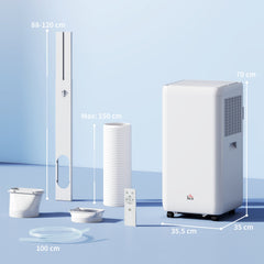 HOMCOM 12,000 BTU 5-in-1 Mobile Air Conditioner, 35m² Radius - White