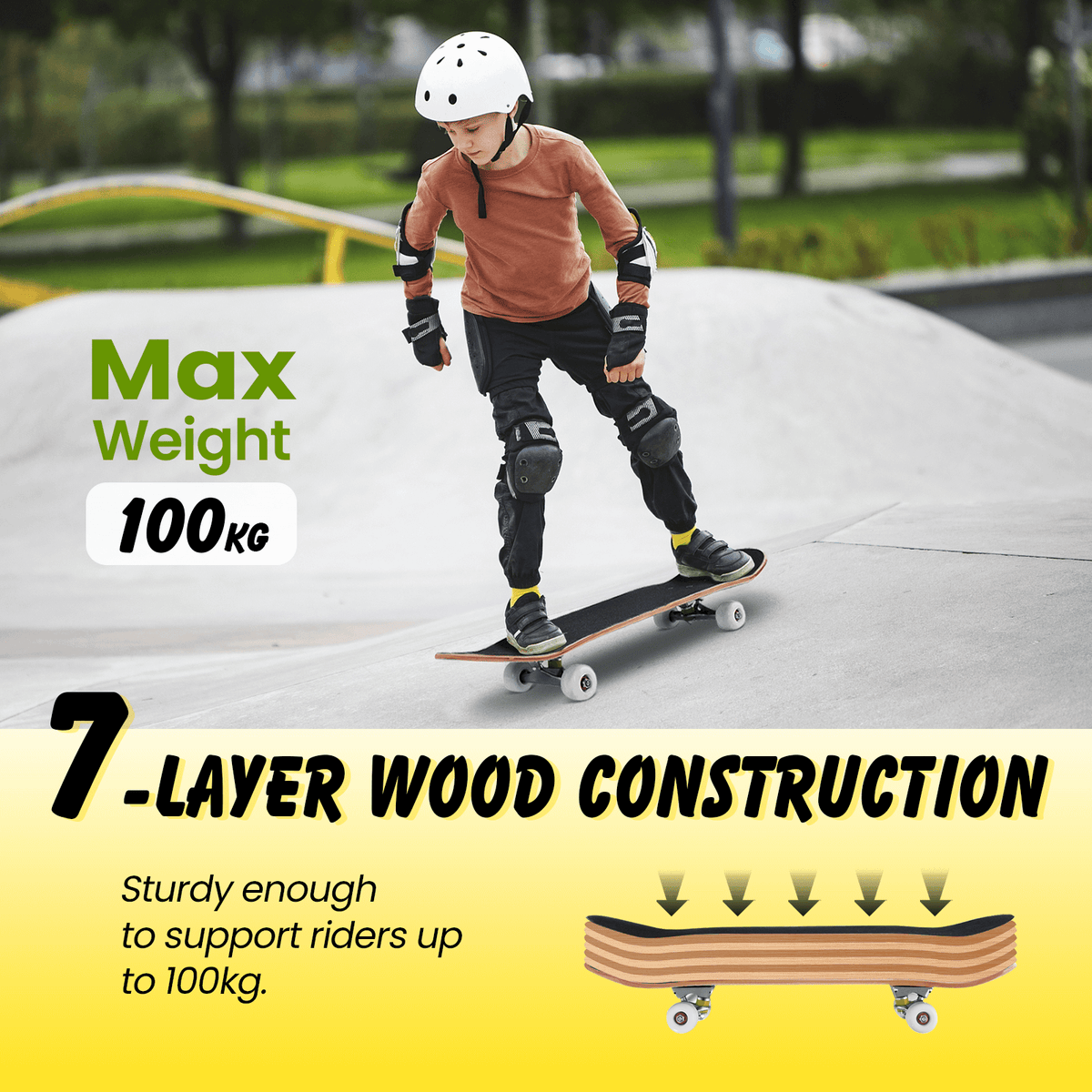 79cm Skateboard Complete Cruiser Standard for Children-Black