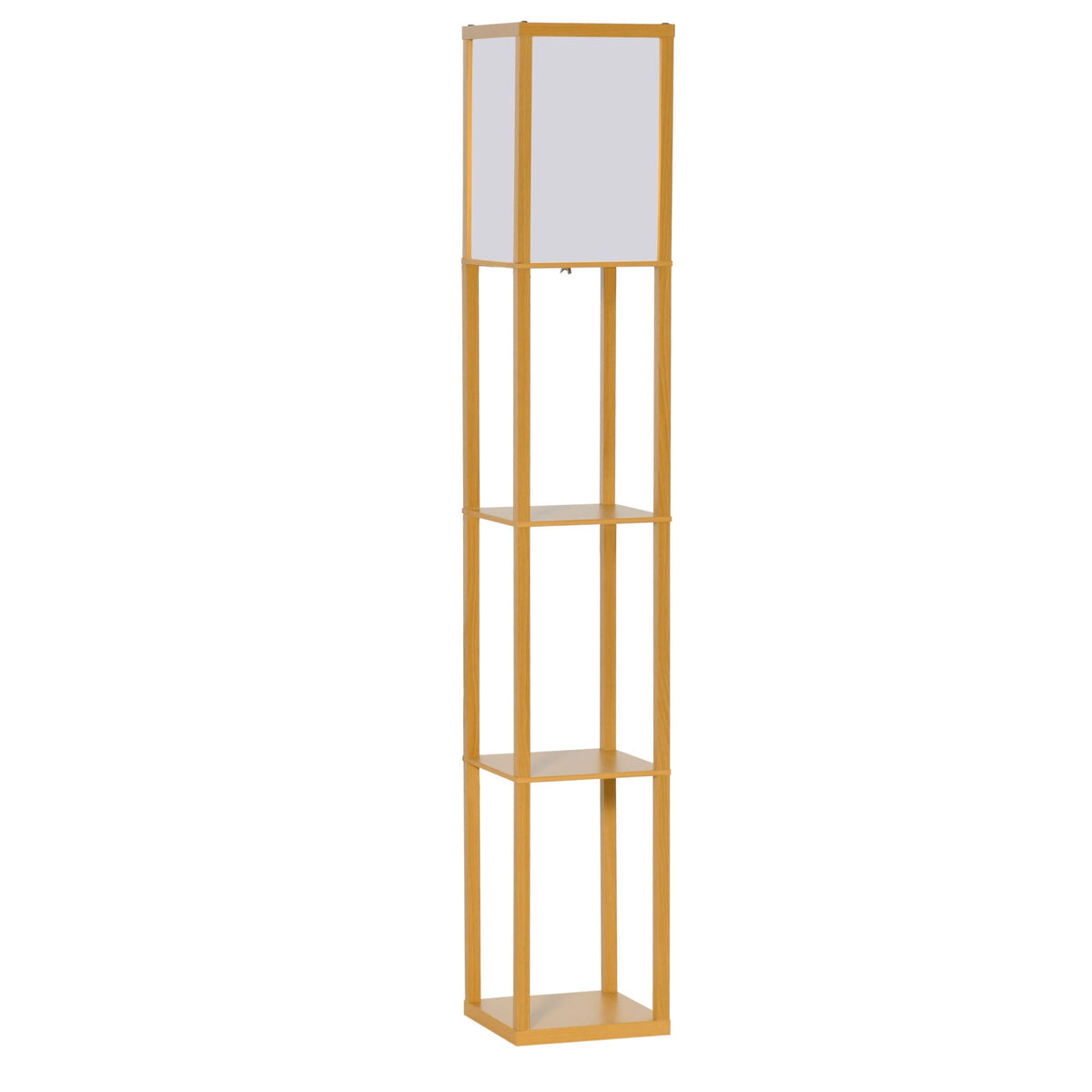 HOMCOM 3-Tier Floor Lamp, Floor Light with Storage Shelf, Reading Standing Lamp with Acrylic Shade for Living Room, Bedroom, Kitchen, Dining Room, Office, Dorm, 160cm, Natural