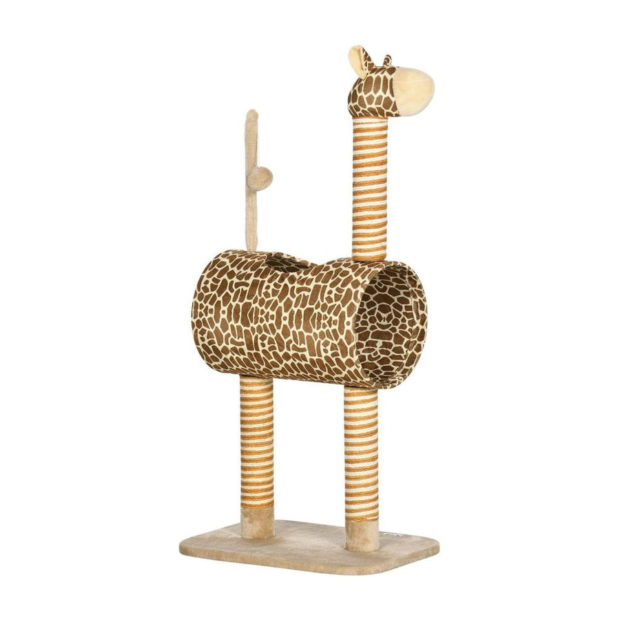 PawHut Giraffe-Designed Cat Tree, with Scratching Posts, Cat Tunnel, Toy Ball - Beige