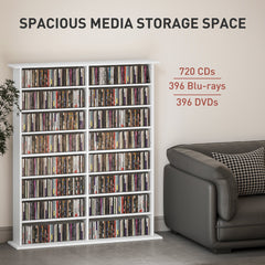 HOMCOM 16-Compartment Media Shelf- White