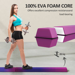 SPORTNOW 7.7ft Folding Gymnastics Beam, Floor Balance Beam for Kids with Anti-Slip Base, Gymnastics Equipment for Home, Blue