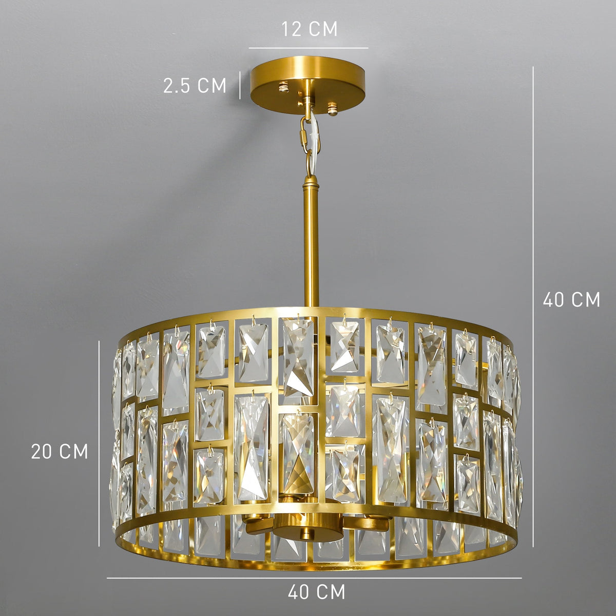 HOMCOM 72 Glass Crystallite Chandelier - Gold-Tone