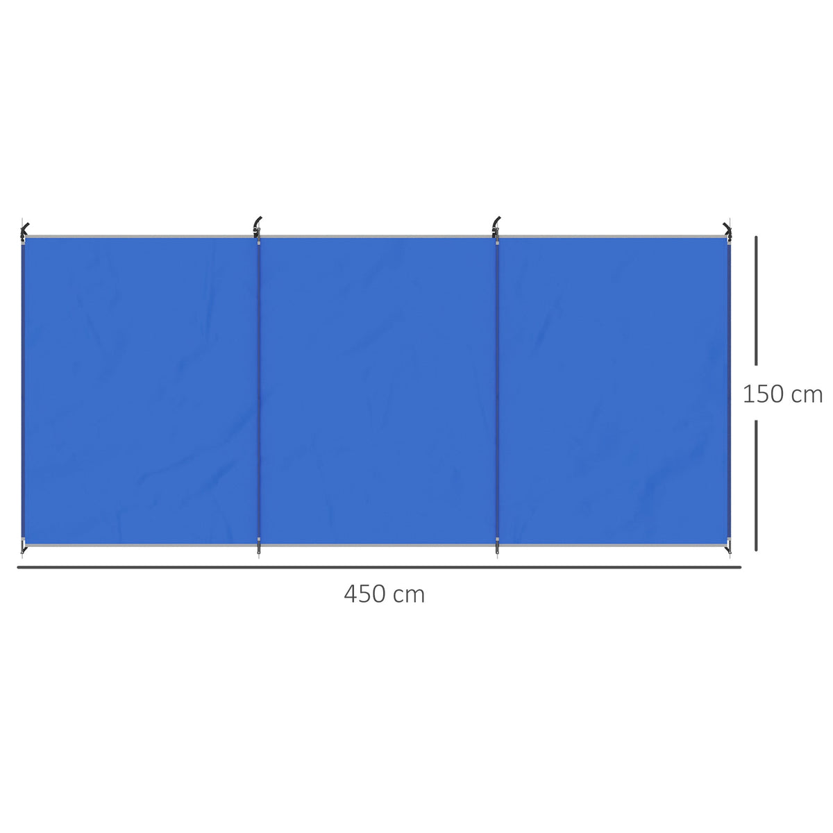 Outsunny Camping Windbreak, Foldable Portable Wind Blocker w/ Carry Bag and Steel Poles, Beach Sun Screen Shelter Privacy Wall, 450cm x 150cm