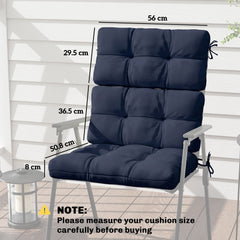 Outsunny 2-Piece Seat Cushion Replacement with Backrest, Garden Patio Chair Cushions Set with Ties, Dark Blue