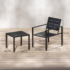 Outsunny 3 Pieces Garden Bistro Set for 2, Outdoor Bistro Table and Chairs with Metal Frame, Plastic Patio Furniture Set