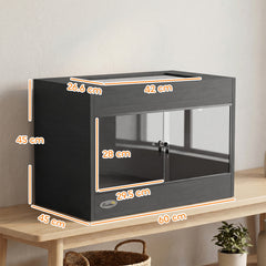 PawHut Reptile Terrarium, Reptile Vivarium with Glass Doors, Secure Lock, Top Ventilation for Snake, Gecko, 60x45x45cm, Black