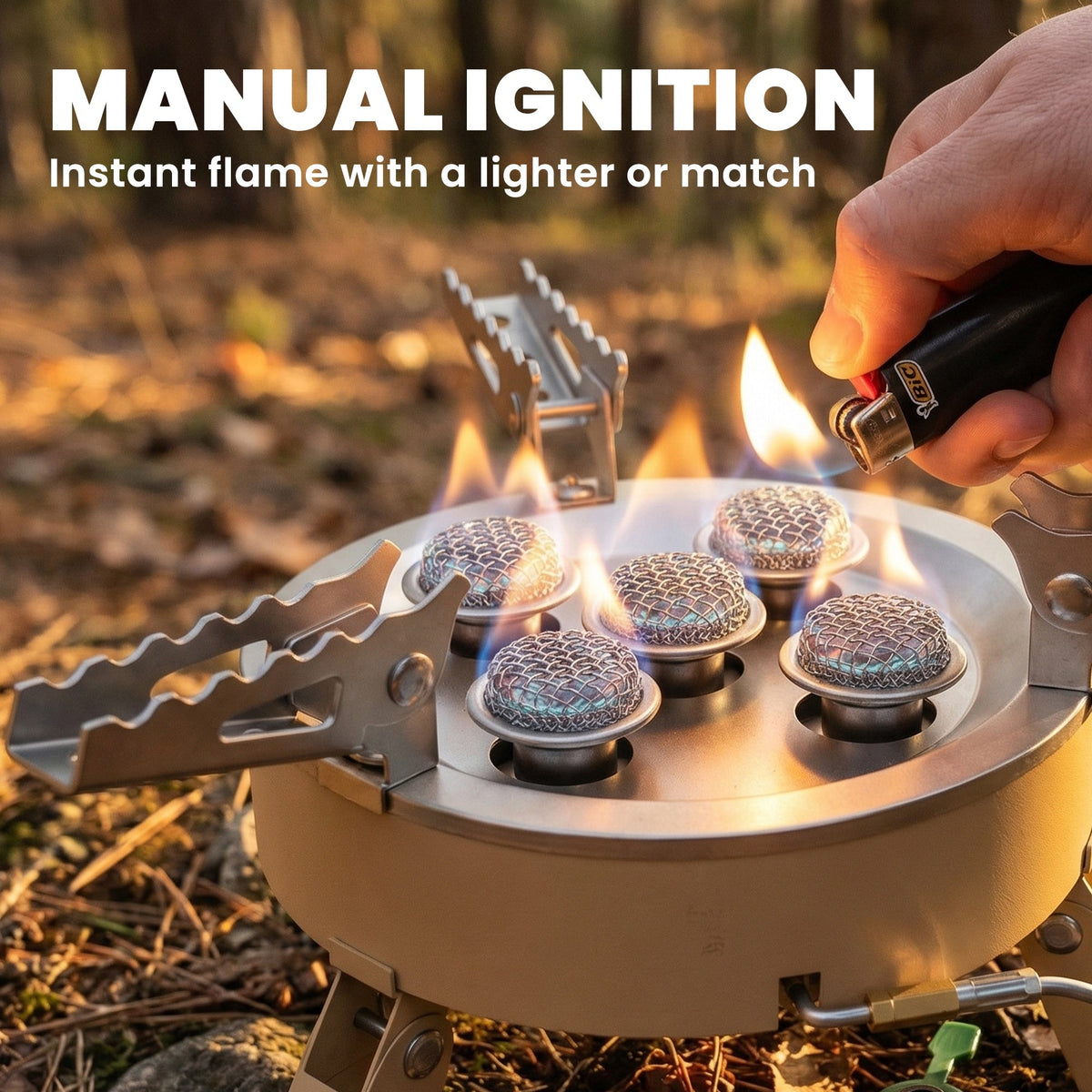 Outsunny 7000W Camping Stove with Piezo Ignition, High Power Gas Stove with 50kg Capacity and Carry Bag for Outdoor Hiking Khaki