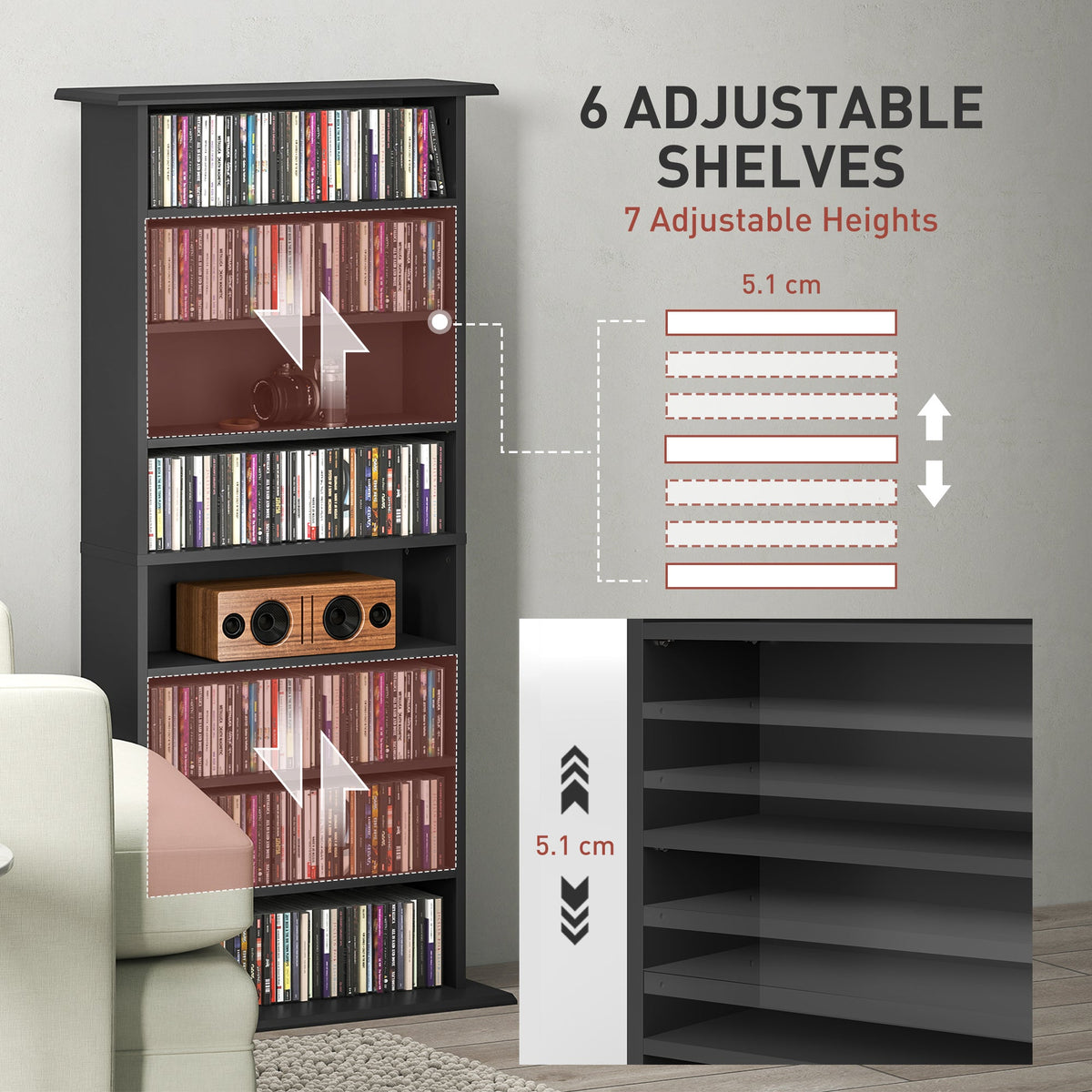 HOMCOM 360 CD Storage Unit - Black