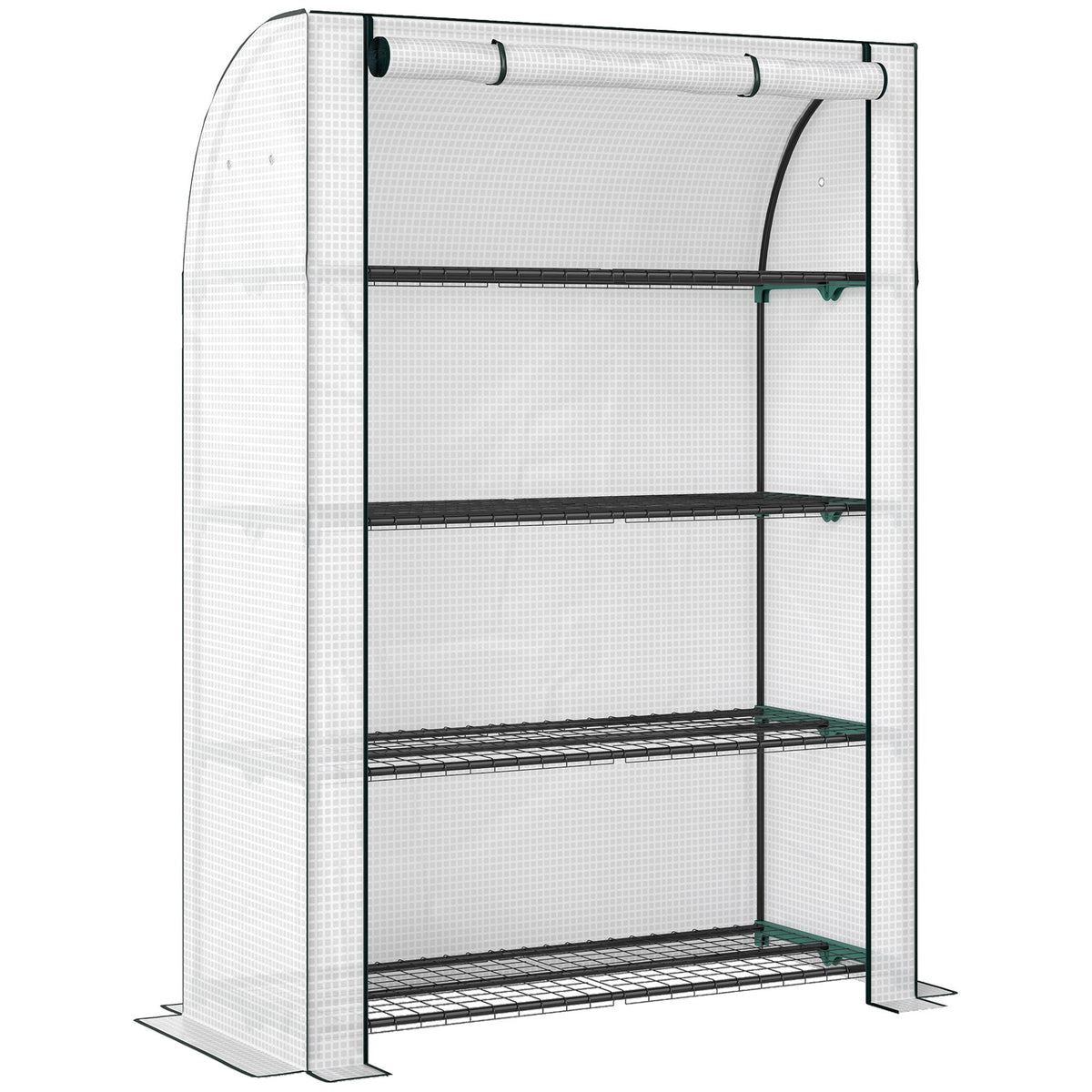 Outsunny Mini Greenhouse with Reinforced PE Cover, Portable Indoor Outdoor Green House with Roll-up Door, 170 x 120 x 50cm, White