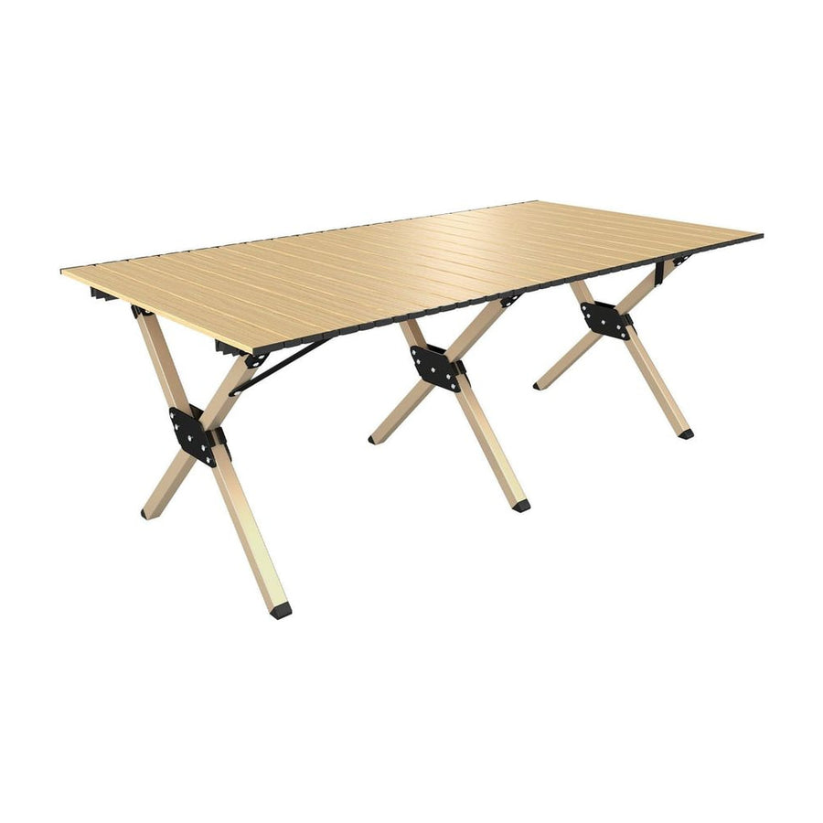 Outsunny 4ft Folding Camping Table, Waterproof Picnic Table with Roll Up Top and Metal Frame, Dark Brown