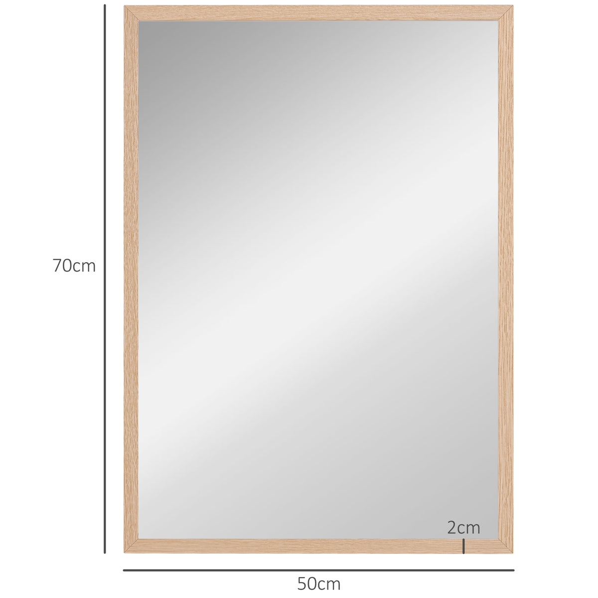 HOMCOM Wall Bathroom Mirror, 70 x 50 cm Wall-Mounted Mirror for Living Room, Bedroom, Hallway, Natural Wood - product image 3