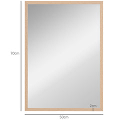 HOMCOM Wall Bathroom Mirror, 70 x 50 cm Wall-Mounted Mirror for Living Room, Bedroom, Hallway, Natural Wood - product image 3