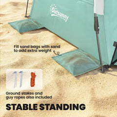 Sandbags, ground stakes and guy ropes for the pop up beach tent