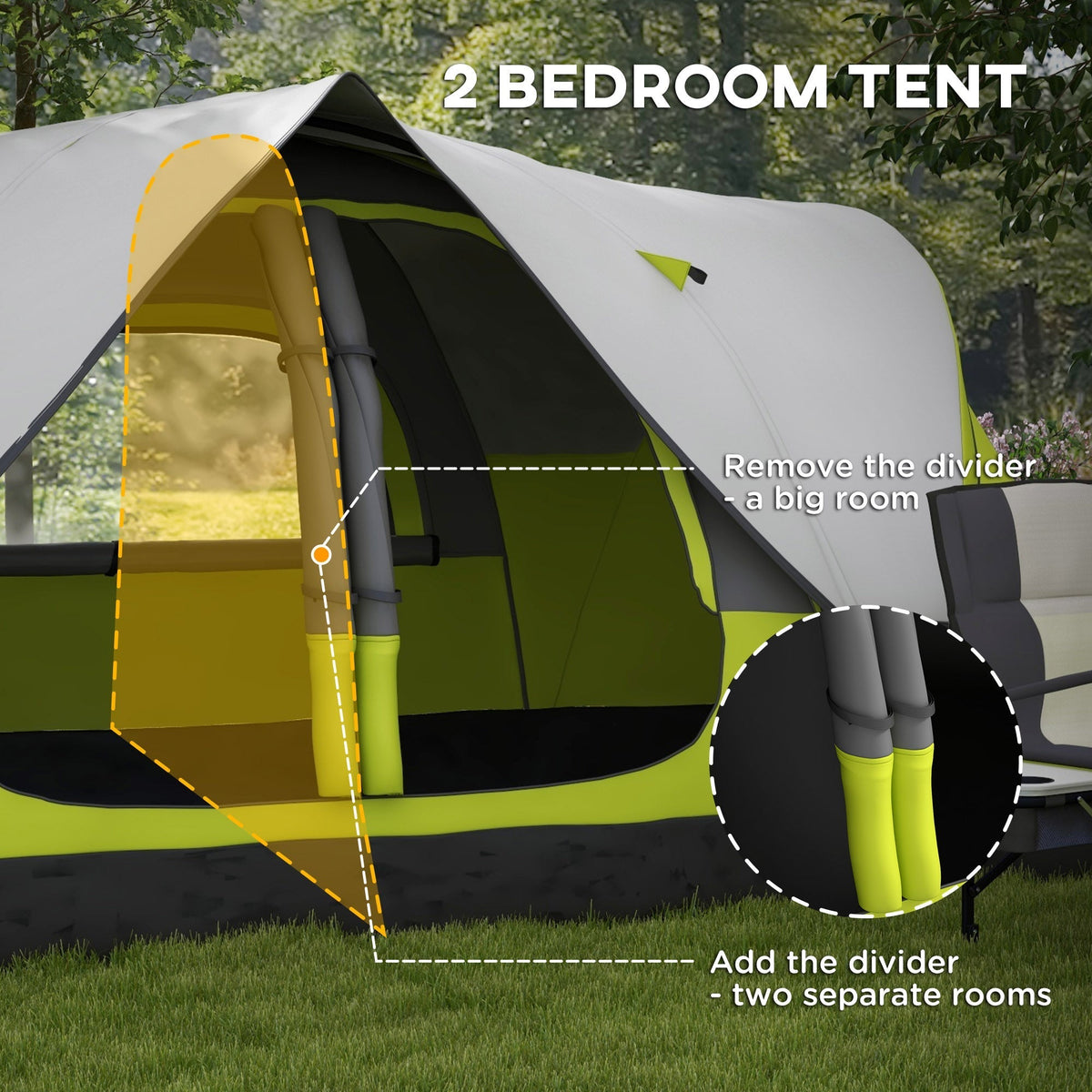 Outsunny Camping Tent in Yellow