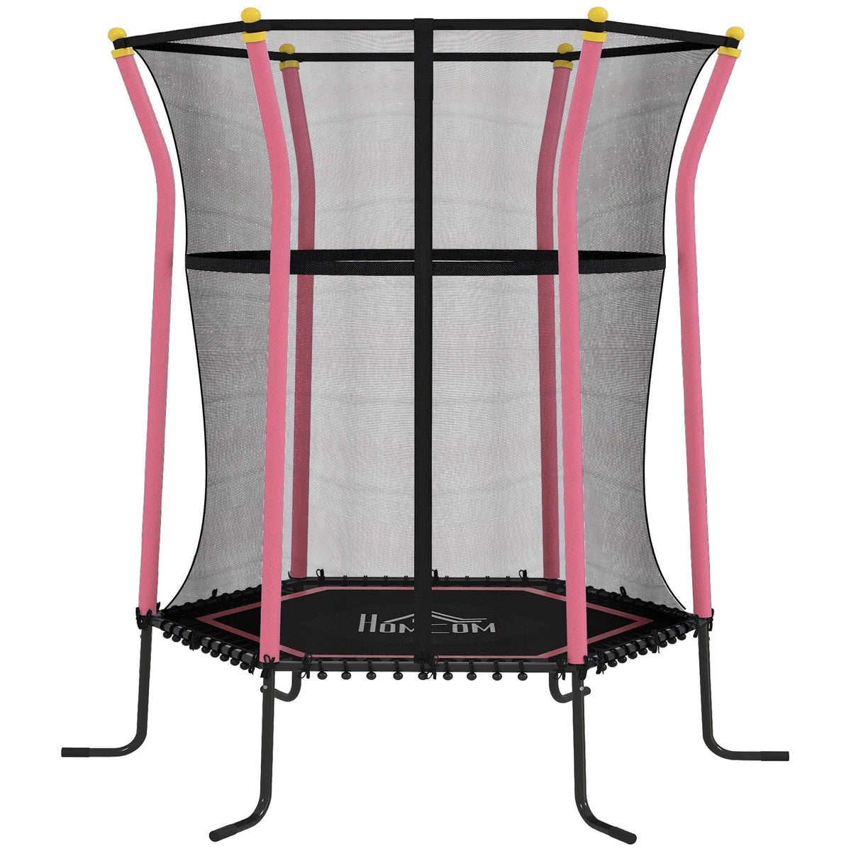 HOMCOM Kids Trampoline Mini Bouncer with Enclosure Safety Net For Ages 3-10 Years - Pink