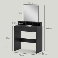 HOMCOM Multi-Storage Dressing Table, with Mirror - Black - product image 3