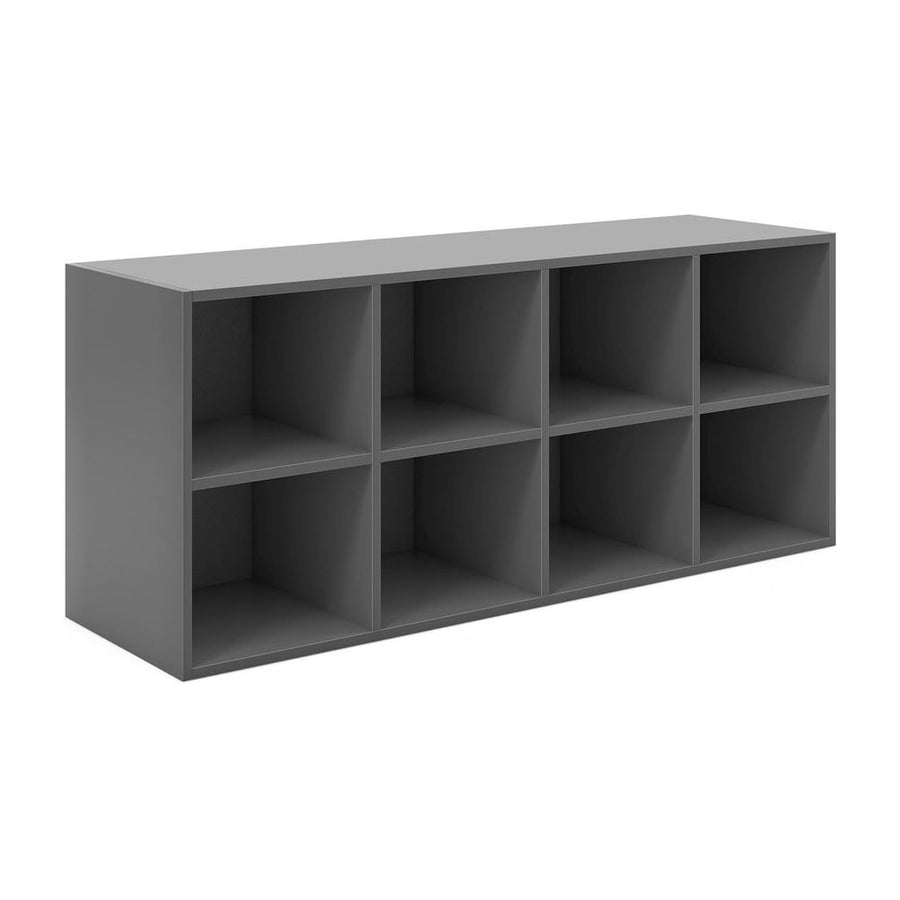 8 Grid Shoe Bench 2 in 1 Shoe Organizer with 8 storage cubbies in grey
