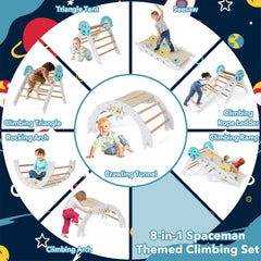 8-in-1 Foldable Climbing Toys with Ramp and Climbing Rope for Toddlers-White