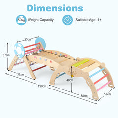 8-in-1 Wooden Triangle Set Foldable Montessori Climbing Toys-Macaron