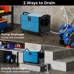 80L/Day Crawl Space Dehumidifier Commercial Dehumidifier with 3 Modes-Blue