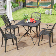 80 cm Square Folding Picnic Table 4-Person Patio Dining Table-Black