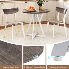 80cm Round Dining Table with Metal Pedestal Base and Adjustable Foot Pads-Natural