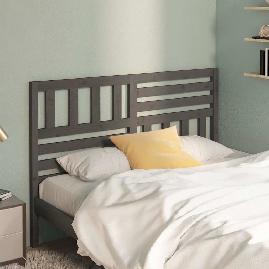 Bed Headboard Grey Solid Wood Pine