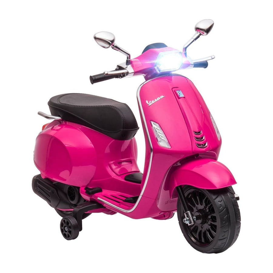 AIYAPLAY 12V Vespa Licensed Kids Electric Motorbike w/ Music in Pink