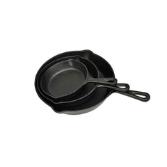 Set of 3 BBQ Steak Pans Cast Iron 2