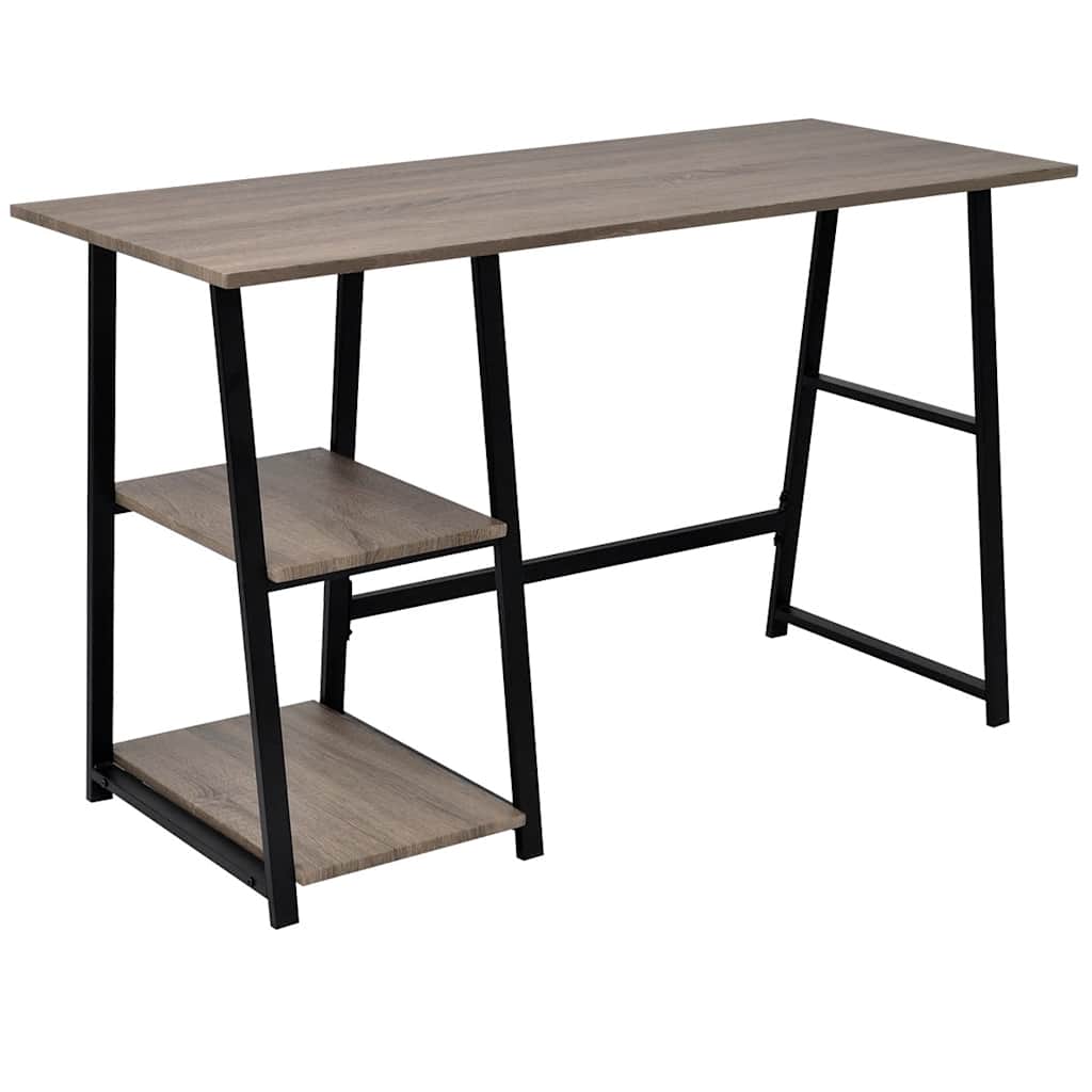 20137 vidaXL Desk with 2 Shelves Grey and Oak 1