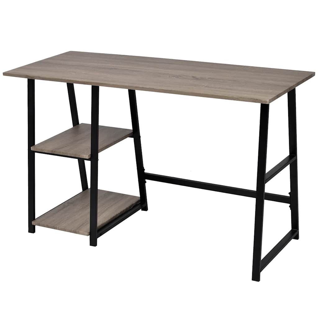20137 vidaXL Desk with 2 Shelves Grey and Oak 3