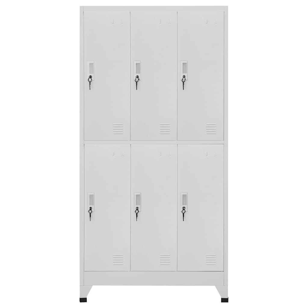 Locker Cabinet 90x45x180 cm Steel With 6 lockers Grey