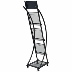 vidaXL Magazine Rack 40x32x131 cm Black A4 2