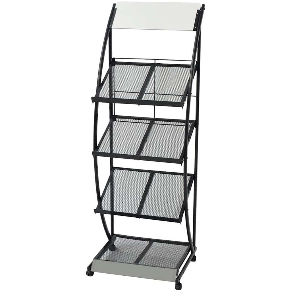 30099 vidaXL Magazine Rack 47x40x134 cm Black and White A4 1