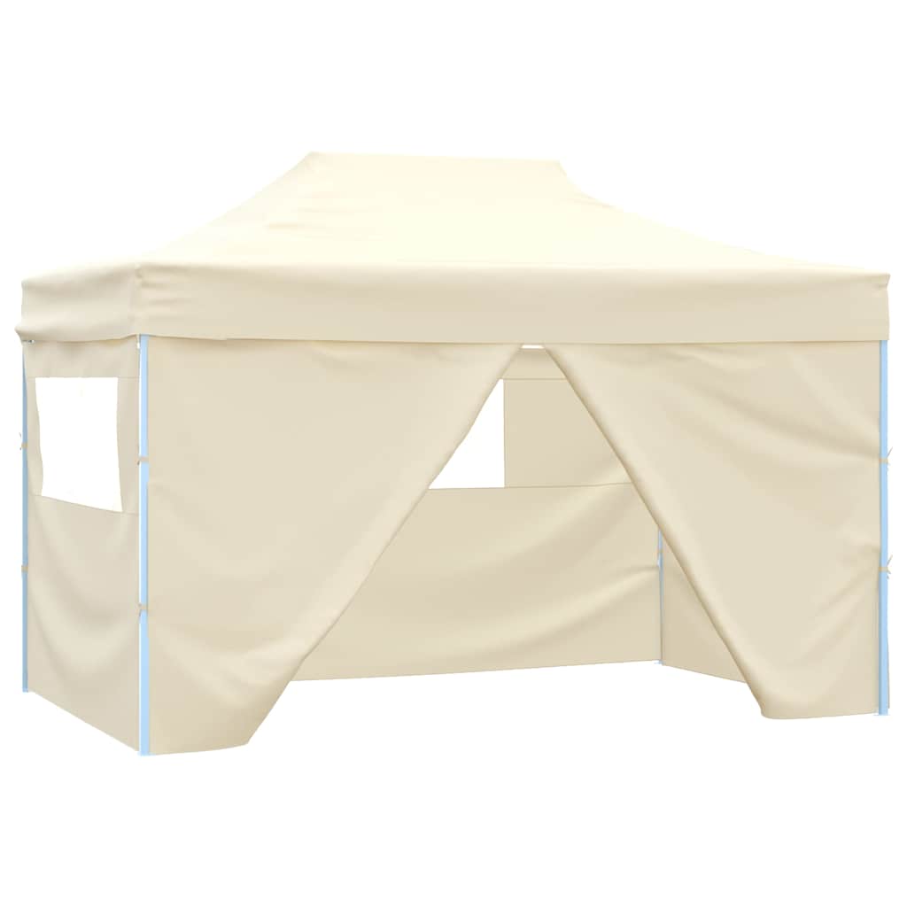 vidaXL Foldable Tent Pop-Up with 4 Side Walls 3x4.5 m Cream White 1
