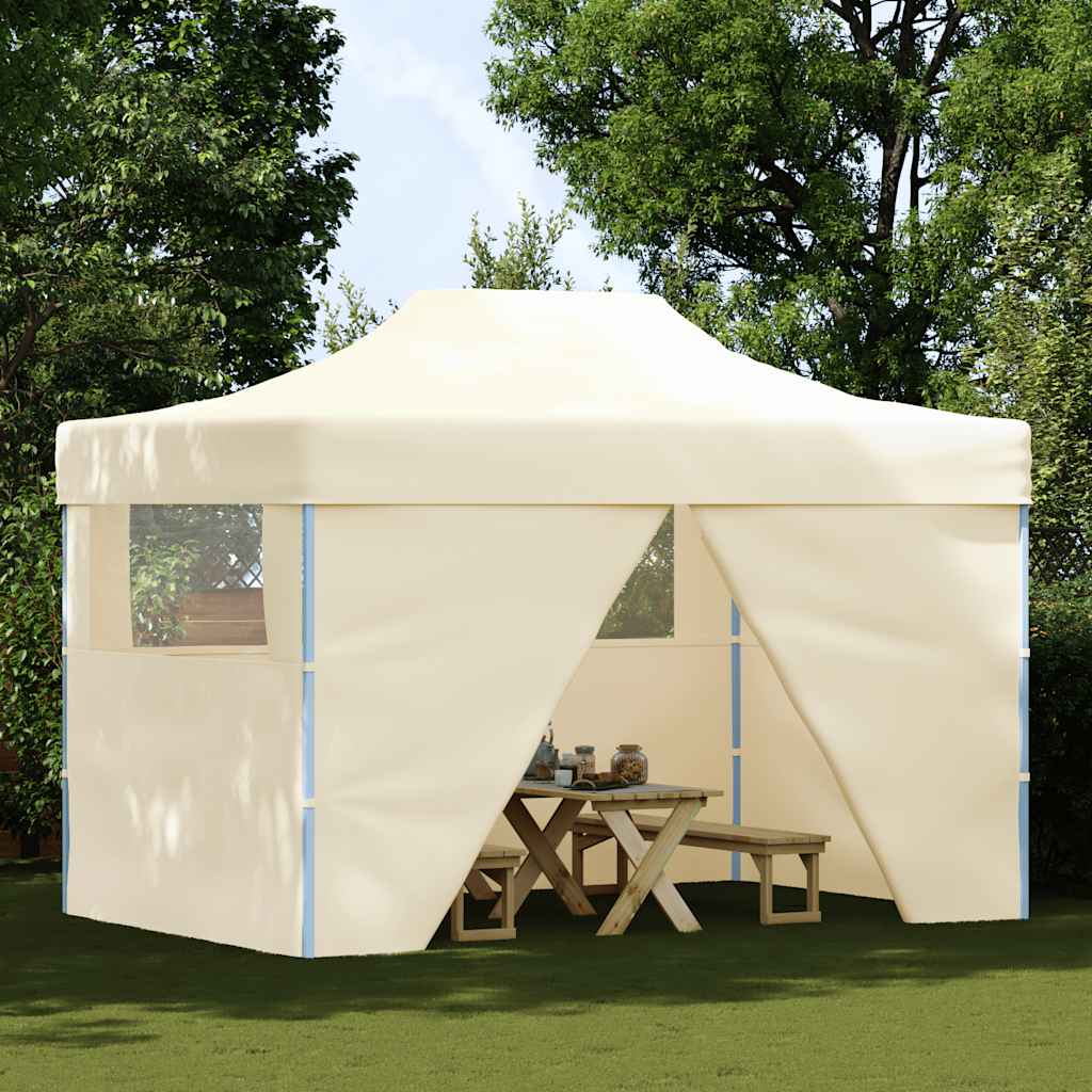vidaXL Foldable Tent Pop-Up with 4 Side Walls 3x4.5 m Cream White 2