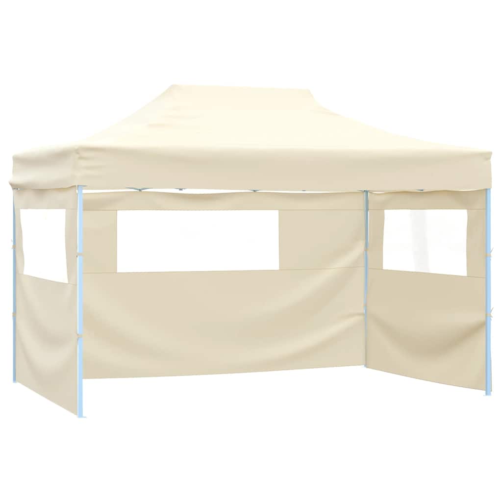 vidaXL Foldable Tent Pop-Up with 4 Side Walls 3x4.5 m Cream White 3