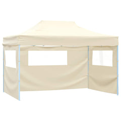 vidaXL Foldable Tent Pop-Up with 4 Side Walls 3x4.5 m Cream White 3
