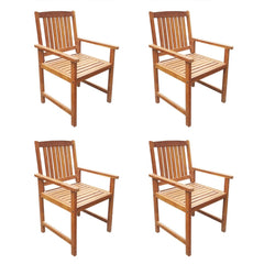 5 Piece Outdoor Dining Set Solid Acacia Wood 140 cm table length 4