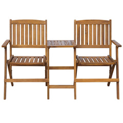 vidaXL Folding Garden Bench with Tea Table 140 cm Solid Acacia Wood 2