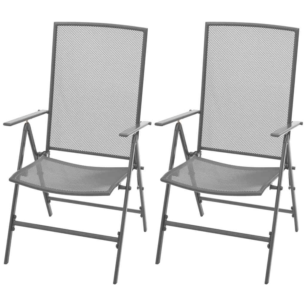 Mesh Folding Chairs Steel Grey 2