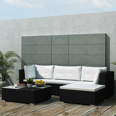 vidaXL 5 Piece Garden Lounge Set with Cushions Poly Rattan Black 2