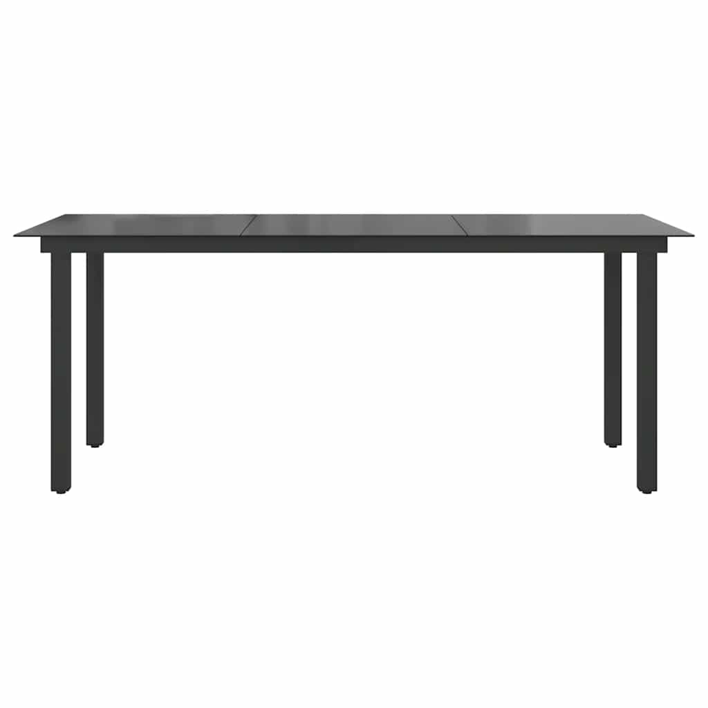 Garden Table Black 80x80x74 cm Aluminium and Glass 190 cm