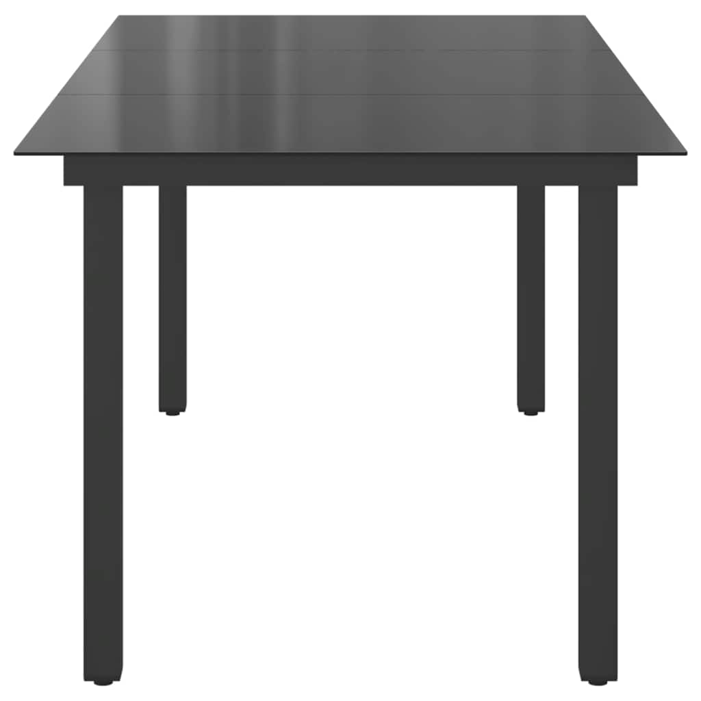 Garden Table Black 80x80x74 cm Aluminium and Glass 190 cm