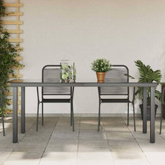 Garden Table Black 80x80x74 cm Aluminium and Glass 190 cm