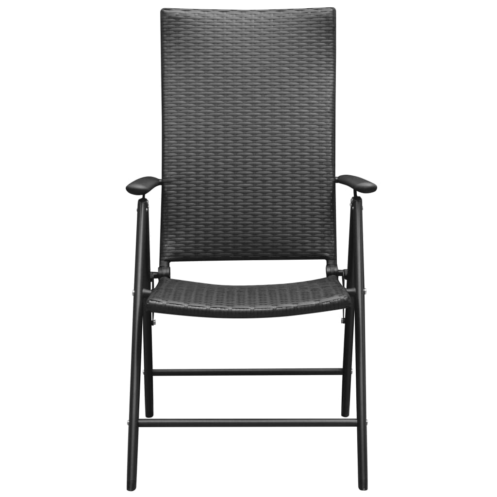 Stackable Folding Chairs 2 pcs Poly Rattan Black