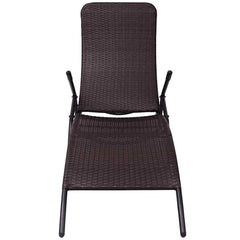 vidaXL Folding Sun Lounger Poly Rattan Brown 2