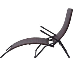 vidaXL Folding Sun Lounger Poly Rattan Brown 3