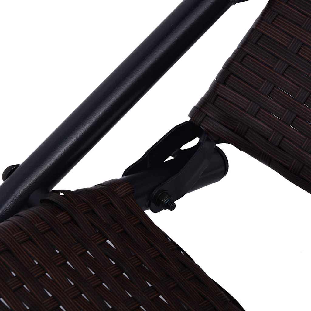 vidaXL Folding Sun Lounger Poly Rattan Brown 5